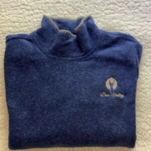 Dakini Navy Blue Cowl Neck Sweater with Embroidered Logo